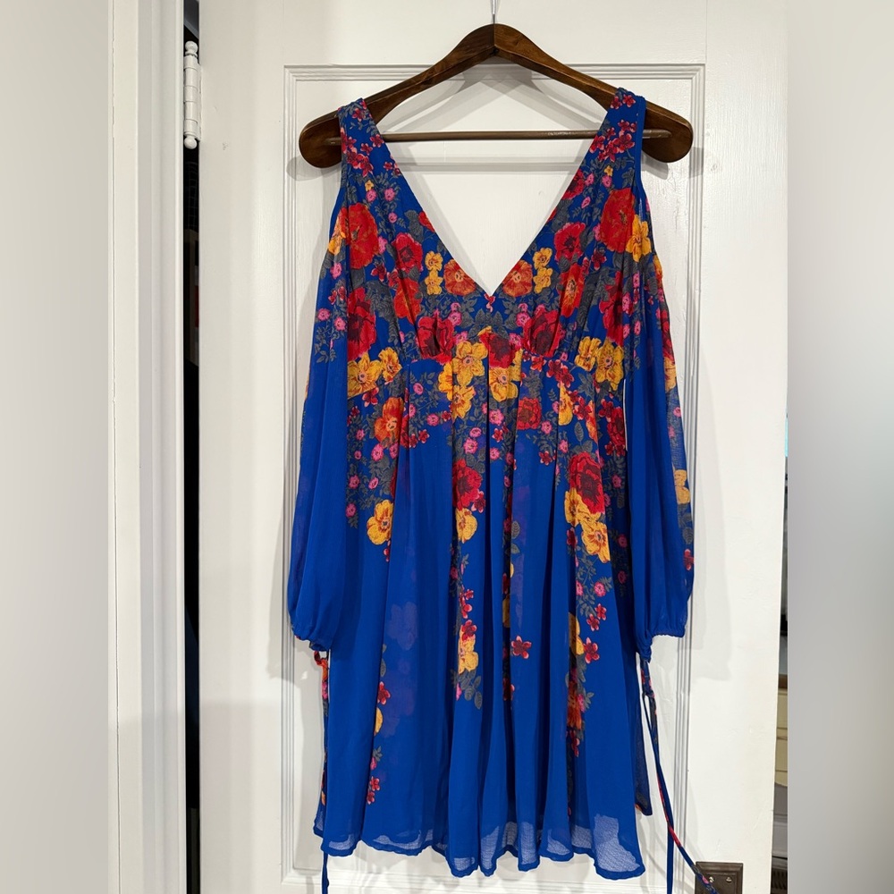 Free People Penny Lover mini dress in cobalt size large NWT